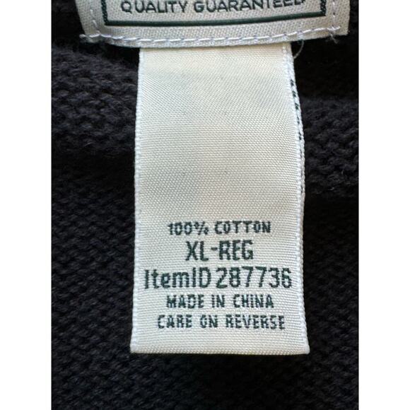 L.L. Bean Mens Double Black 1/4 zip mock neck Sweater, XL; 100% Cotton - Picture 10 of 11